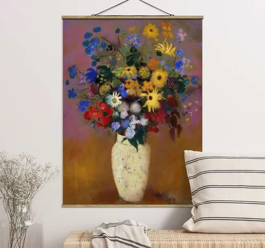 Foto su tessuto da parete con bastone - Odilon Redon - fiori in un vaso - Verticale 4:3 Di...