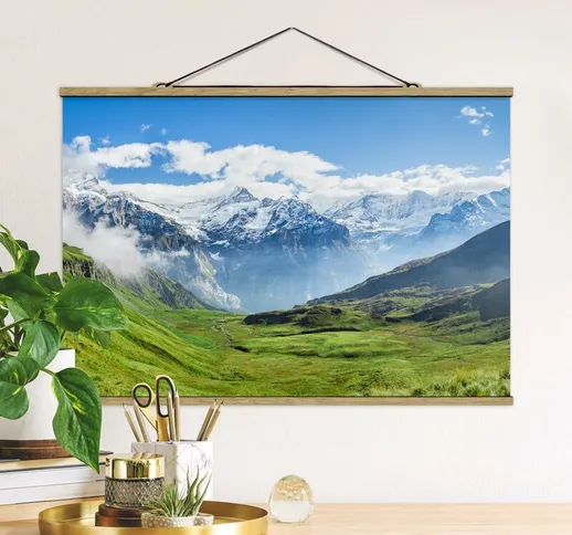 Foto su tessuto da parete con bastone - Panorama delle Alpi svizzere - Orizzontale 2:3 Dim...