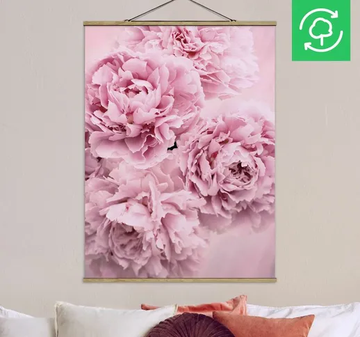Foto su tessuto da parete con bastone - peonie rosa - Verticale 4:3 Dimensione H×L: 106.5c...