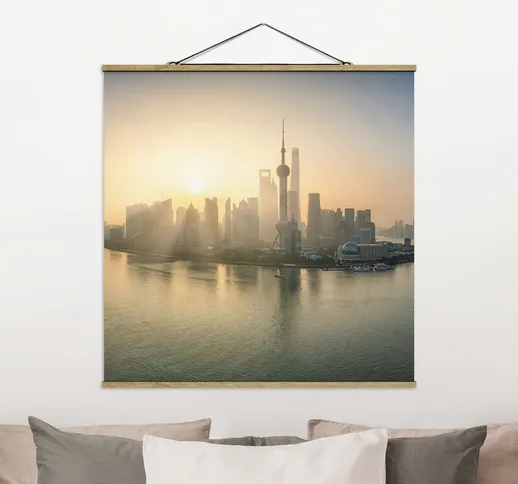 Foto su tessuto da parete con bastone - Pudong all'alba - Quadrato 1:1 Dimensione H×L: 80c...