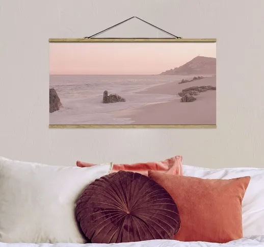 Foto su tessuto da parete con bastone - Spiaggia oro rosa - Orizzontale 1:2 Dimensione H×L...