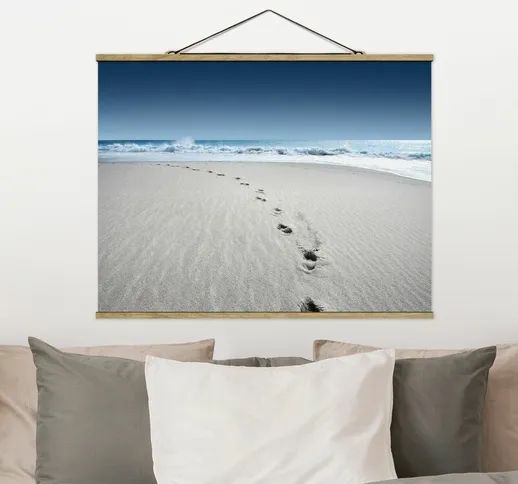 Foto su tessuto da parete con bastone - Tracce nella sabbia - Orizzontale 3:4 Dimensione H...