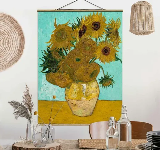 Foto su tessuto da parete con bastone - Vincent Van Gogh - Vaso con girasoli - Verticale 4...