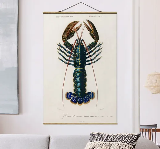 Foto su tessuto da parete con bastone - Vintage Blue Board Lobster - Verticale 3:2 Dimensi...
