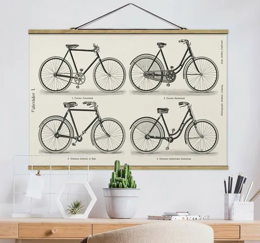 Foto su tessuto da parete con bastone - Vintage Poster Biciclette - Orizzontale 2:3 Dimens...