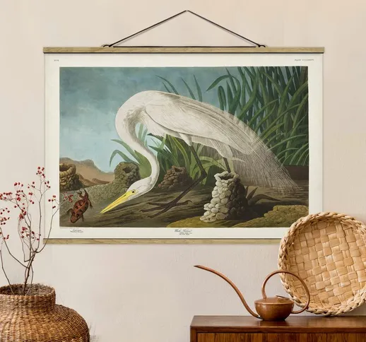 Foto su tessuto da parete con bastone - Vintage White Board Heron II - Orizzontale 2:3 Dim...