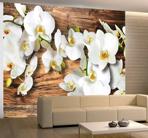 Fotomurale - Orchidee Nivee 200x154cm Carta Da Parato - Erroi