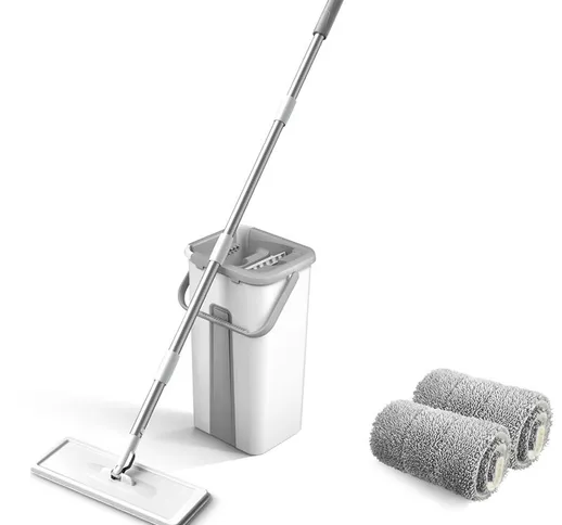 Free Hand lavare umido e secco a 360 gradi girevole piatta mop vestito | 2 panno mop - 2 p...