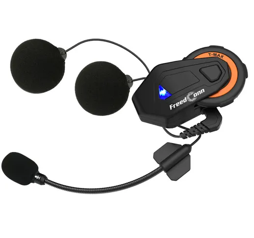 T-MAX Sistema interfono per casco Bluetooth 4.1 1000M Cuffie per moto senza fili IPX65 Res...