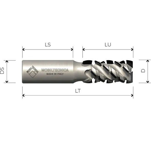 FRESA ELICOIDALE IN DIAMANTE Z2+2 ASSIALE 45° CORPO IN ACCIAIO PCD H4,5 mm -  _ .10_D20 |...