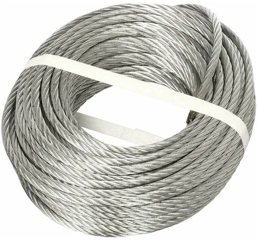 Fune commerciale corda acciaio zincata 12x6 72 fili treccia carico varie misure lunghezza:...