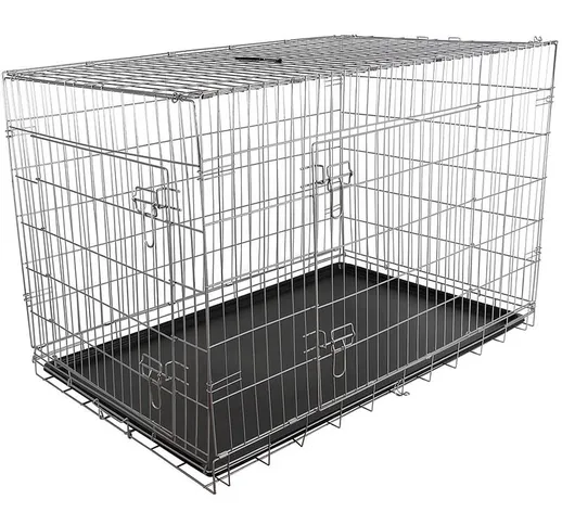 Gabbia in filo metallico gabbia per cani da trasporto bar pieghevole box 120x80,5x75 cm ga...