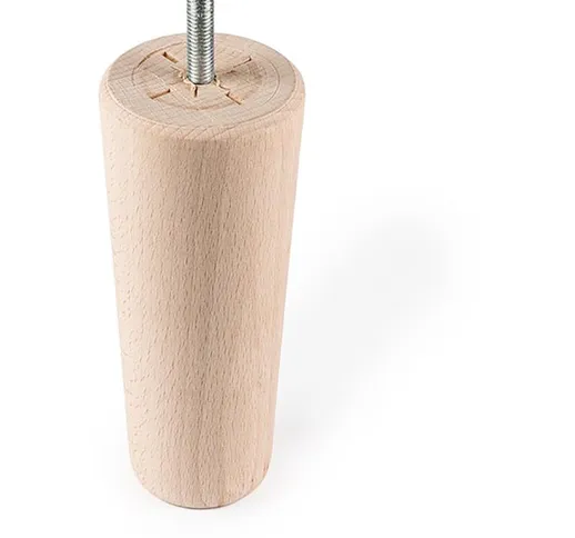 Gamba di legno affusolata stile moderno per divani e mobili bassi. Altezza di 14 cm. Reali...