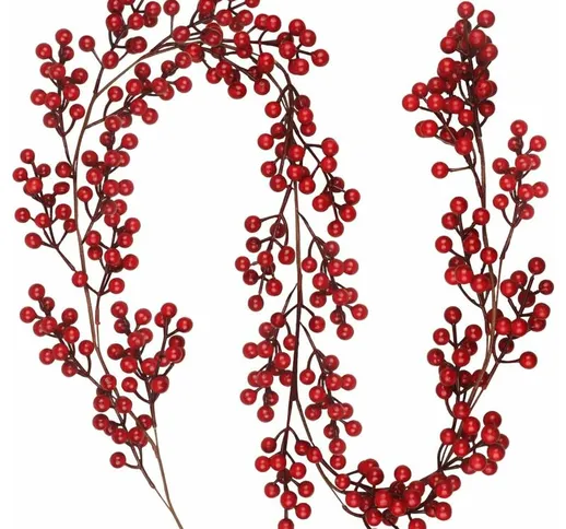  - Ghirlanda di albero di Natale artificiale con bacche rosse, verde invernale per camino,...