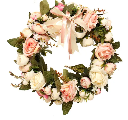 Ghirlanda di fiori rosa artificiali 14 '' appesa alla casa delle nozze