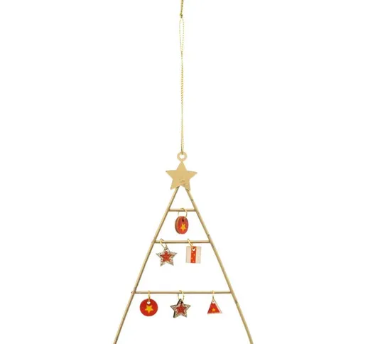 Ghirlanda natalizia charms 12cm albero in metallo Feeric Lights&christmas d oro