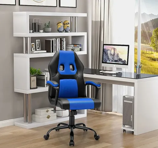 Giantex - Sedia da Gaming per Computer, Sedia Girevole, Sedia Ergonomica da Ufficio, Regol...