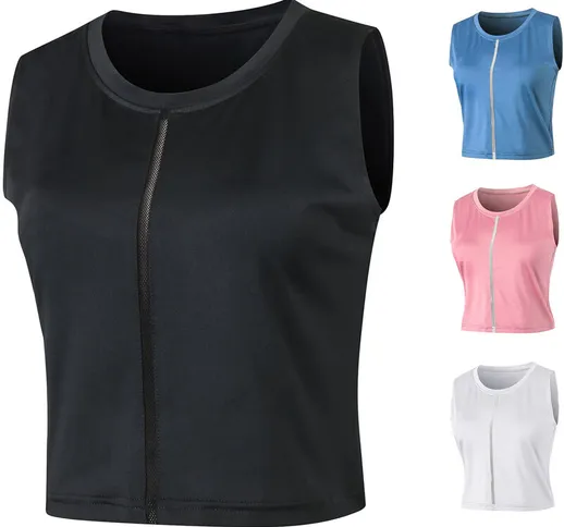 Gilet sportivo da donna Elastico traspirante Tessuto traspirante O Collo Senza maniche Run...