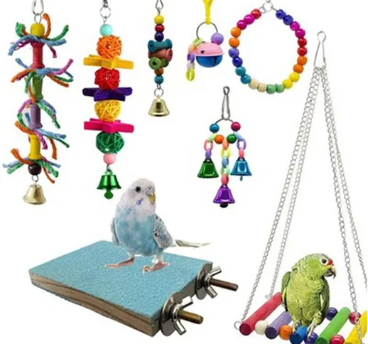 Giocattoli per uccelli pappagallo, altalena, giocattoli per pappagalli, campane, giocattol...