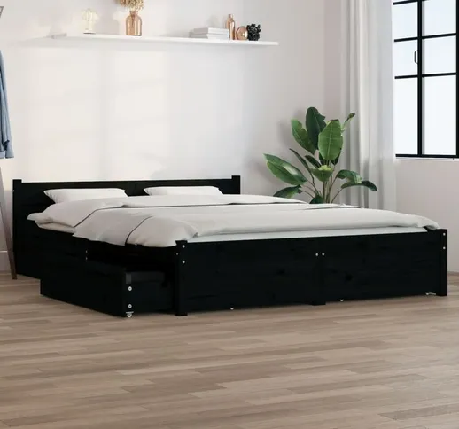 Giroletto con Cassetti Struttura Letto - Letto per adulti Nero 140x190 cm BV945749 Bonnevi...