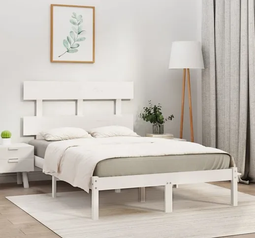 Giroletto Struttura Letto - Letto per adulti Bianco in Legno Massello 140x190 cm BV485396...