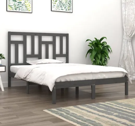 Giroletto Struttura Letto - Letto per adulti Grigio in Legno Massello di Pino 140x190 cm B...