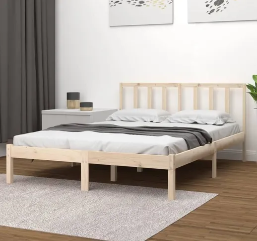 Giroletto Struttura Letto - Letto per adulti in Legno Massello di Pino 140x190 cm BV313340...