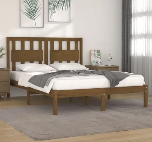 Giroletto Struttura Letto - Letto per adulti Miele in Legno Massello di Pino 140x190 cm BV...