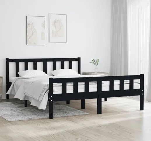 Giroletto Struttura Letto - Letto per adulti Nero in Legno Massello 140x190 cm BV882757 Bo...