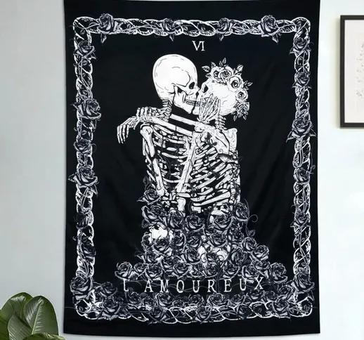 Gli amanti Tapestry cranio baciare centro commerciale appeso bianco e nero umana arazzo sc...