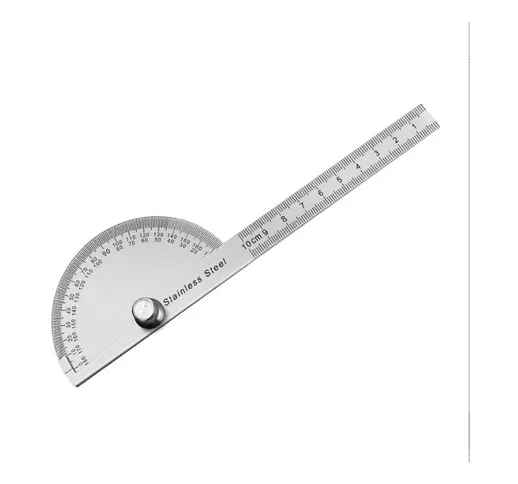 Goniometro da 180 gradi, strumento di misurazione, acciaio inossidabile, 10 cm
