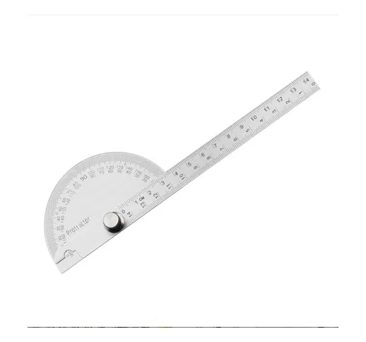 Goniometro da 180 gradi, strumento di misurazione, acciaio inossidabile, 14 cm