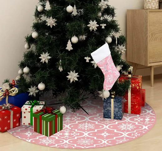 Gonna Albero Natale Raffinata con Calza Rosa Tessuto 122 cm