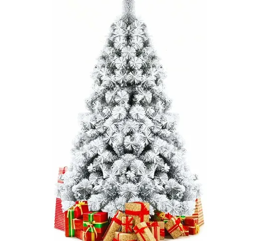 Albero di Natale Innevato Slim, Altezza 180 cm, Abete di Natale con Neve, Supporto in Meta...