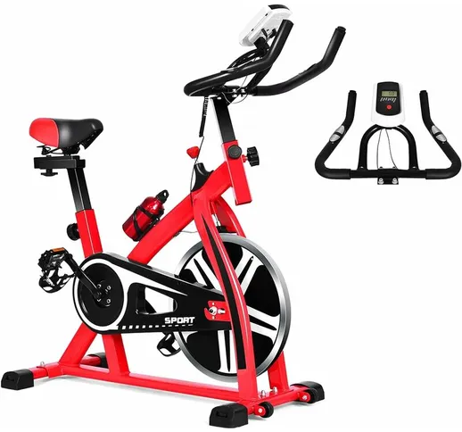 Cyclette da Esercizio, Bici Fitness, Portata di 150 kg, Volano 8 kg, Sedile Regolabile 80-...