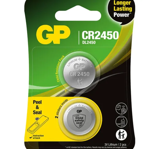 Gp Battery Batteria al Litio a Bottone 3V CR2450 (Blister 2 Pezzi)