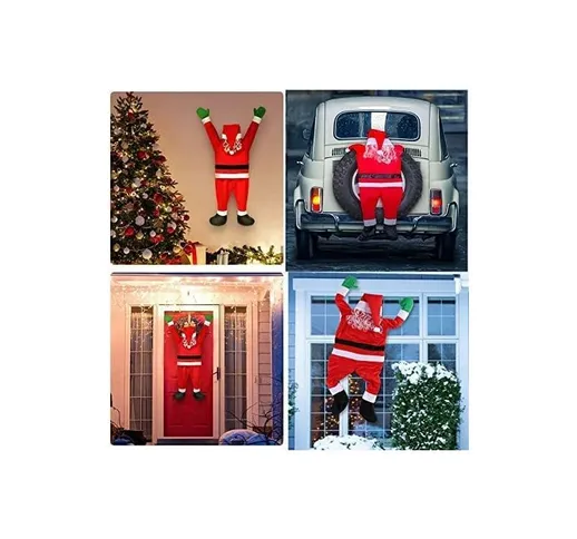 Grande decorazione natalizia da appendere, Babbo Natale da appendere per interni ed estern...