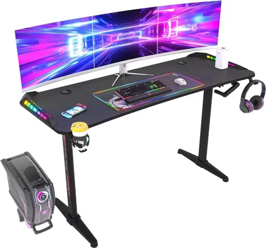 Grande Scrivanie Gamer Postazione Gaming Regolabile Altezza 160x60cm, Scrivania Gaming con...