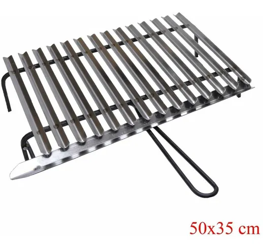 Graticola in acciaio, griglia inox per barbecue con recupero oli + omaggio misure: cm 50x3...