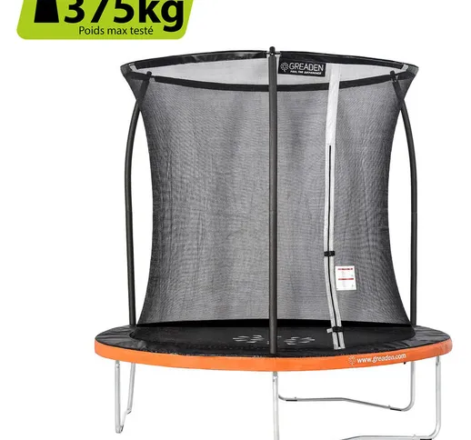 Freestyle arancia 250 trampolino da giardino per fitness all'aperto Ø 244 cm - Rete di sic...