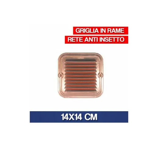 Griglia Areazione Rame Cm 14 X 14, 14 X 25 Con Rete Antinsetti (18543V) 14X14 Cm (18543)