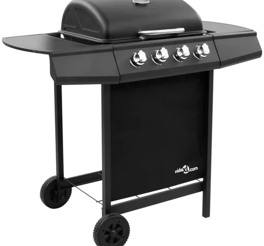 vidaXL Griglia Barbecue a Gas con 4 Bruciatori Nera - Nero