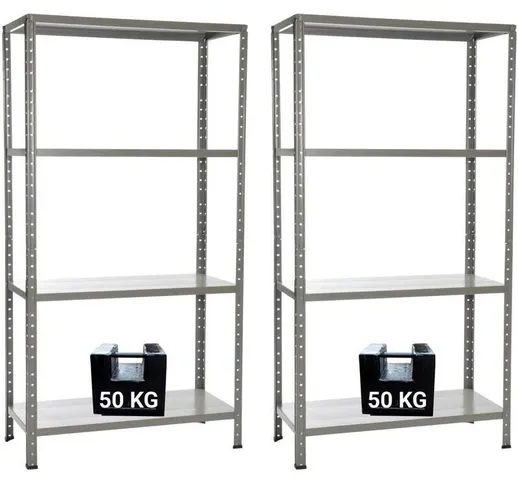 Grima Pacco Doppio Con 2 Scaffali Completi 90 X 40 X 174 Cm 4 Ripiani 50 Kg