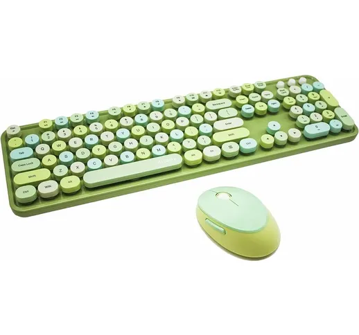 GTSP Combinazione di mouse e tastiera wireless colorati, tastiera Bluetooth carina retro m...
