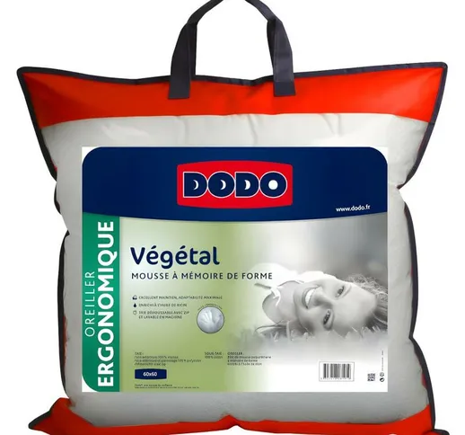 Guanciale ergonomico memory foam Dodo vegetal - 60 x 60 cm - Bianco