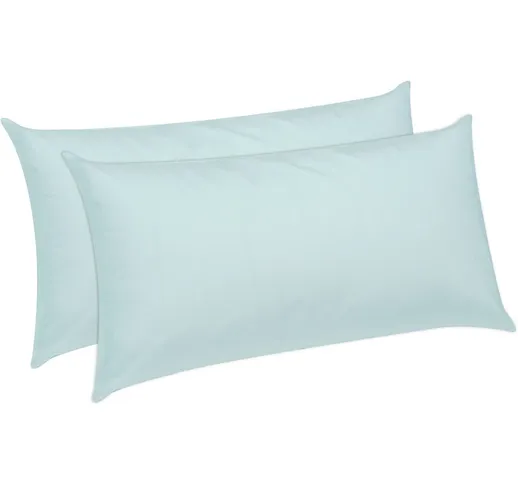 2 x Cuscino in fibra con fodera in cotone anti-acaro 70x40cm , Almohada de 70 , Bianco - P...