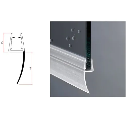 Guarnizione box doccia per vetro spessore 6-8mm. h200 mm. con gocciolatoio mm.13 x 22 Trfo