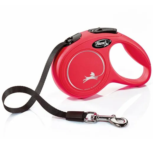 Guinzaglio New Classic estensibile con fettuccia per cani: L 5 metri - rosa - 