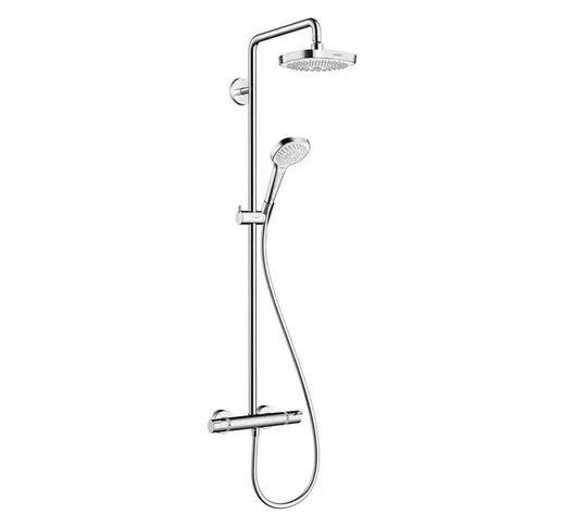 Croma Select e - Set doccia Showerpipe 180 con termostato, 2 getti, bianco/cromato 2725640...