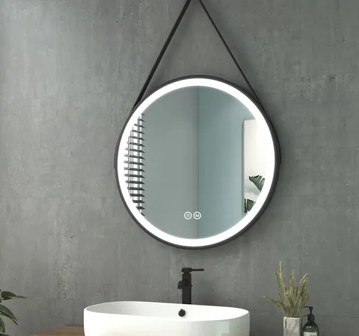 Specchio da bagno con illuminazione led 70 cm Specchio da bagno rotondo da parete con inte...